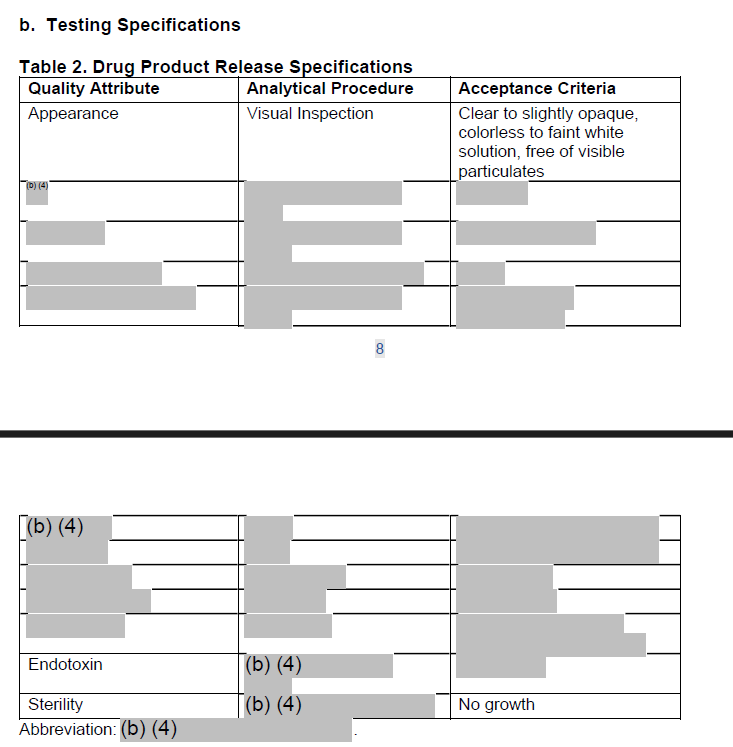 Specification Screenshot